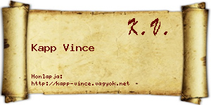 Kapp Vince névjegykártya